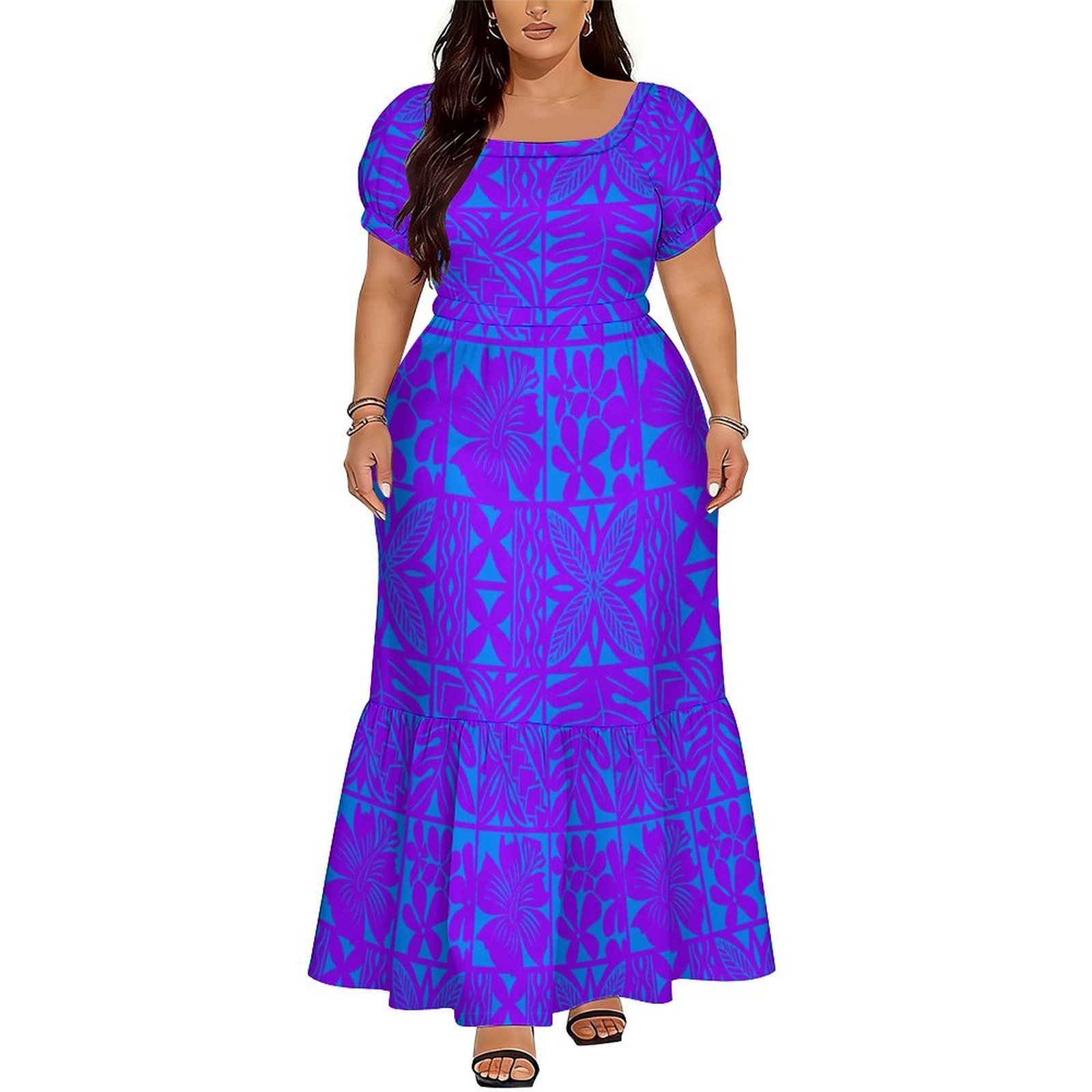 Ethnic Style Dresses - فستان طويل أنيق برقبة على شكل