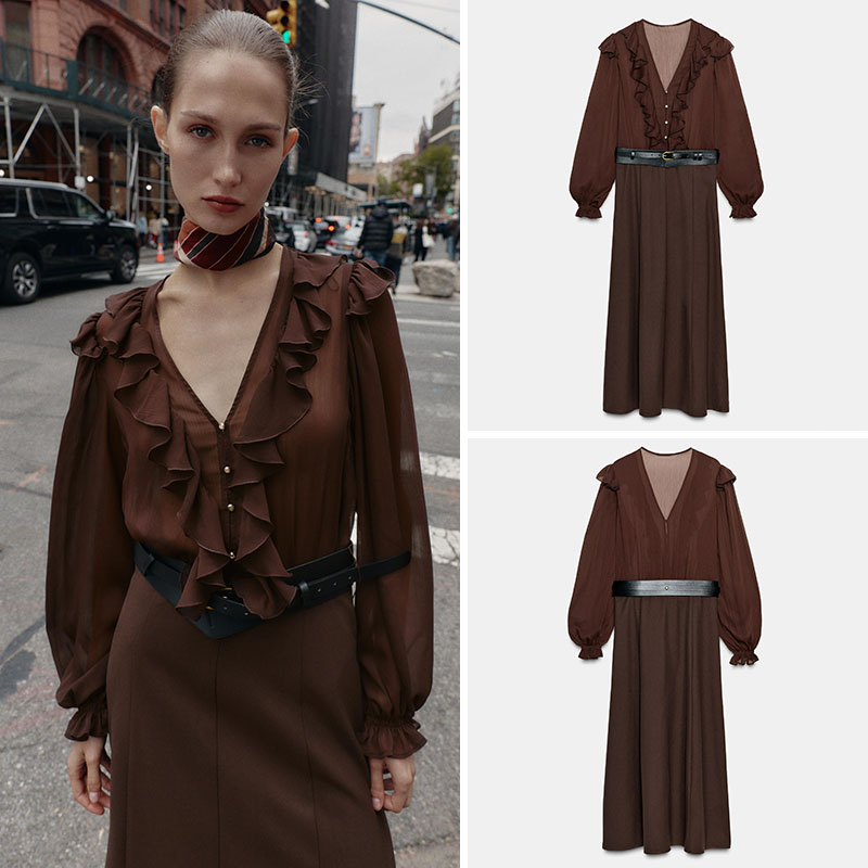 Ethnic Wear In Fashion - فستان ميدي أنيق بياقة على شكل