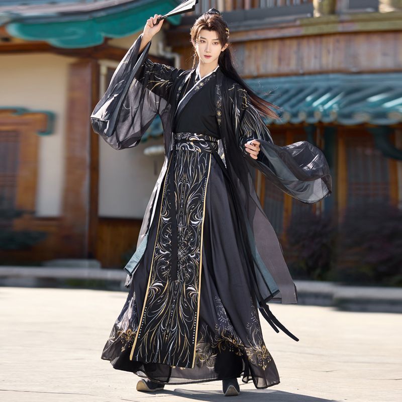 زي هانفو رجالي بطبعة سوداء داك - مراجعة Ethnic Wear In Fashion وسعره