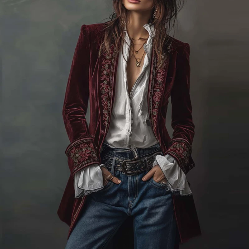 العرقية الرجعية الأزهار طباعة  - مراجعة Winter Ethnic Fashion For Women وسعره