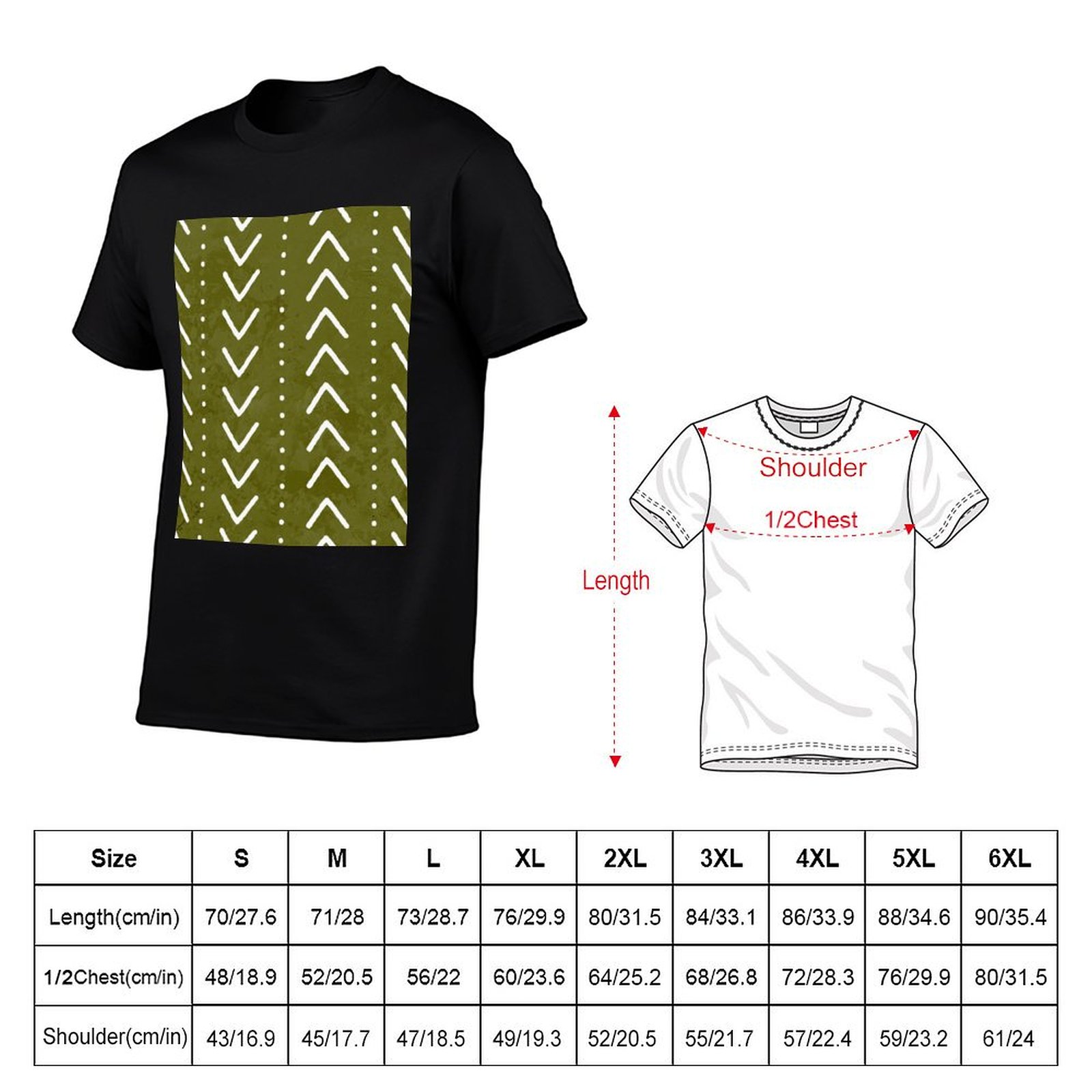 تي شيرت أخضر زيتوني بنمط سهمي  - مراجعة Mudcloth Print Top وسعره