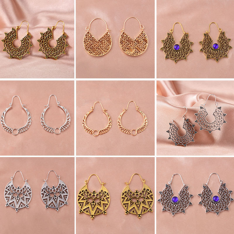 أقراط منحوتة هندسية مجوفة على  - مراجعة Ethnic Fashion Instagram وسعره